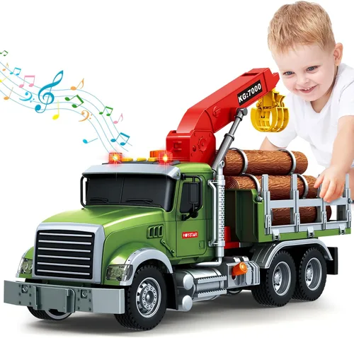Vista 7 de Bstoyder Juguetes para niños de 3, 4, 5, 6, 7, 8 años, camión volquete grande con luces, sonidos, camión de fricción azul para niños y niñas