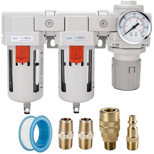Vista 10 de Sistema de secado de aire NANPU NPT de 1", filtros de aire dobles y regulador de presión