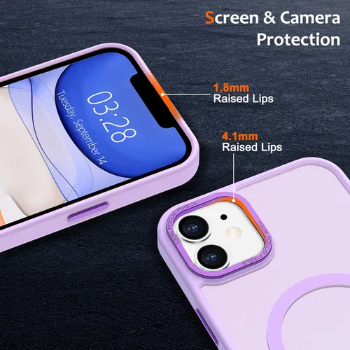 Vista 1412 de Anuck - Funda magnética para iPhone 11 compatible con MagSafe, carcasa trasera mate translúcida dura, borde de TPU, delgada, resistente a impactos