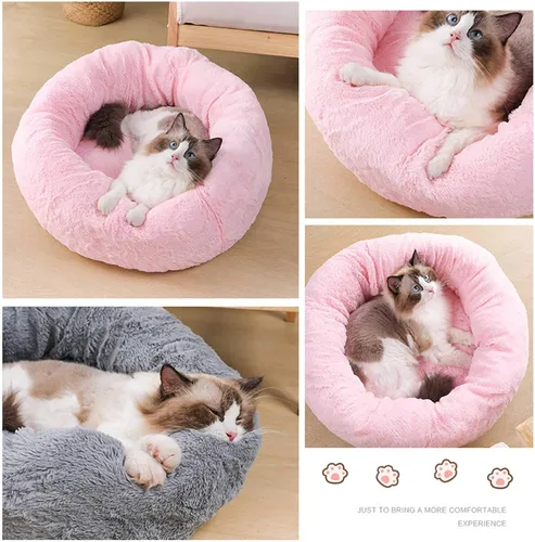 Vista 6 de PETCUTE Cama redonda para gatos, cama para mascotas, cama para mascotas, lavable a máquina