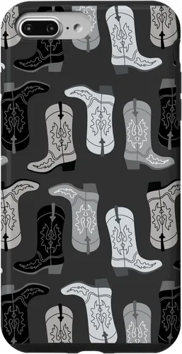 Vista 12 de Cowboy Boot Illustration Preppy Western in Black and White Case for iPhone 17