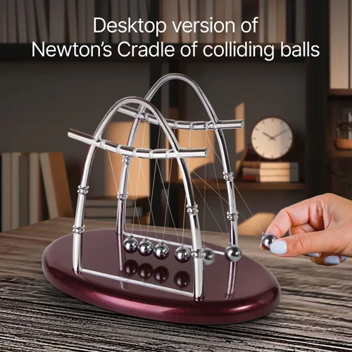 Vista 4 de Cuna balance bolas de Newtons, péndulo para computadora u oficina Juguetes clásicos de oficina de escritorio de ciencia