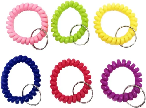 Vista 5 de 30 llaveros elásticos en espiral para muñeca, pulsera para deportes al aire libre, multicolor
