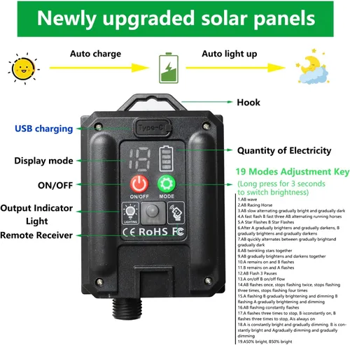 Vista 2 de Curyidy Red solar de luces de malla para exteriores, decoraciones de Navidad, cadena de 200 LED, impermeable, 19 modos para arbustos, vallas