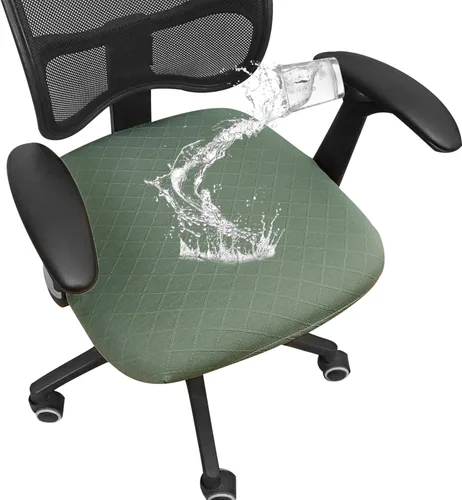 Vista 9 de FORCHEER Fundas de asiento para silla de oficina, fundas de cuero elástico impermeable PU para silla de computadora, fundas de cojín para asiento