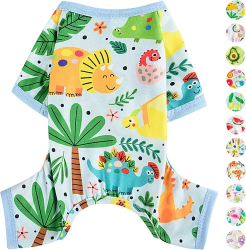 Vista 12 de Pijamas para perros de primavera y verano, ropa para perros pequeños y niñas – Niños – Perros de tamaño mediano, ropa suave y elástica para Verde
