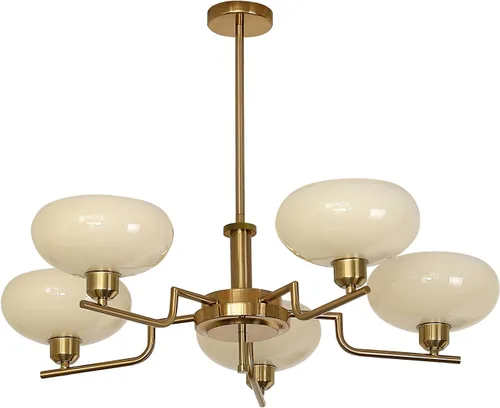 Vista 11 de Candelabros Sputnik dorados de 3 luces, Lámpara de techo de latón cepillado de mediados de siglo, lámpara colgante vintage ajustable estilo granja