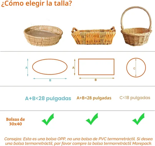 Vista 4 de Morepack Bolsas grandes de celofán/celofán, bolsas de cesta transparentes de 30 x 40 pulgadas de plástico OPP para embalaje de cestas de regalo, 5