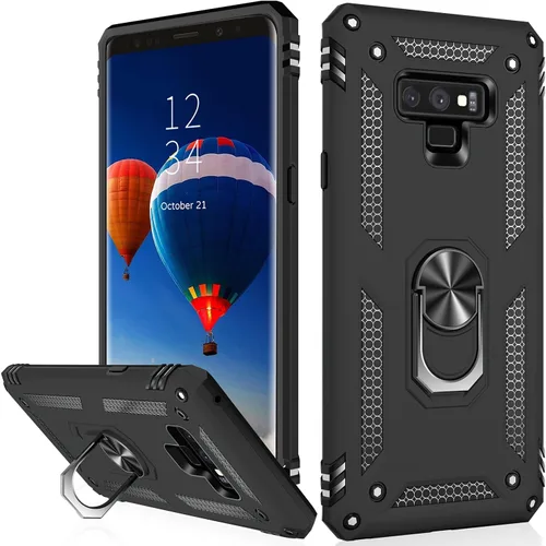 Vista 9 de IKAZZ Funda para Galaxy Note 9, TPU suave y flexible de doble capa y policarbonato duro, antideslizante, de cuerpo completo, resistente, funda Azul