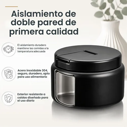 Vista 3 de Tarro para niños de 13.5 oz para alimentos calientes, tarro de alimentos aislado al vacío con tapa de hebilla, contenedor de almuerzo aislado