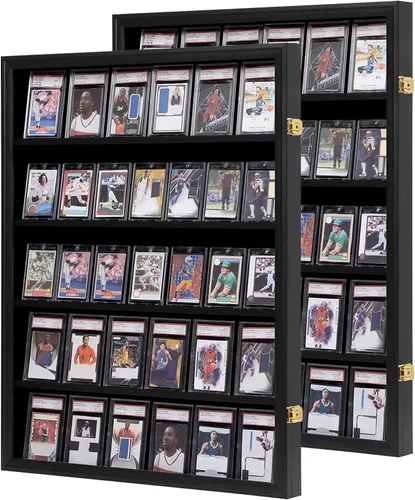 Vista 9 de Verani Vitrina para Tarjetas de Béisbol Deportivo - 8 Marcos de Tarjeta Graduados - Vista Cristalina Clara, Protección UV, Gabinete de Pared Negro