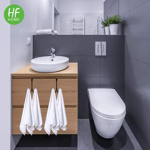 Vista 3 de HFHOME Paquete de 2 ganchos dobles para colgar sobre la puerta, organizador de ganchos dobles de metal para colgar abrigos, sombreros, batas, Negro