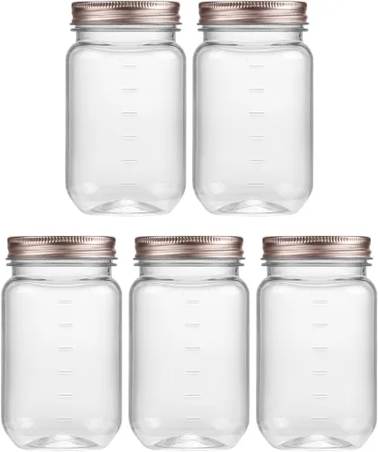 Vista 8 de Novelinks - Recipientes de plástico transparente (16 onzas) 5 Pack, Black, Plastic Containers with Lids, Decorative Jars, Storage Jars, Candy