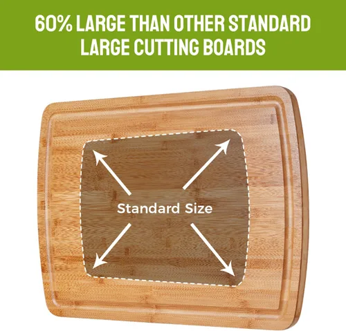 Vista 7 de Tabla de cortar de bambú extra grande de 30 x 20 pulgadas, tabla de cortar de cubierta superior de estufa BEZIA 3XL, tabla de cortar carne