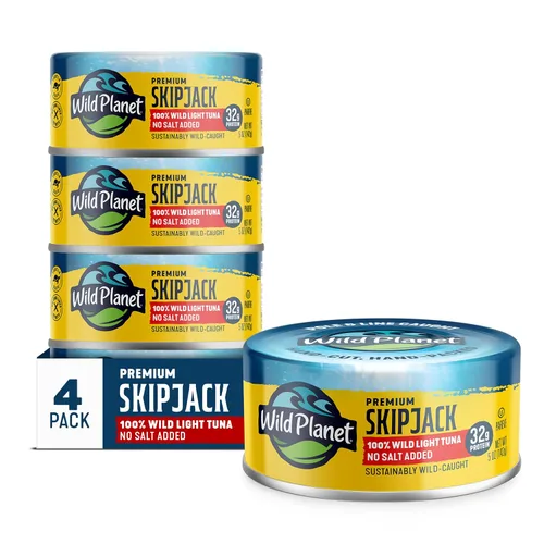 Vista 9 de Wild Planet Wild Skipjack Atún con pepinillos de eneldo, lata de 3 onzas, paquete de 12