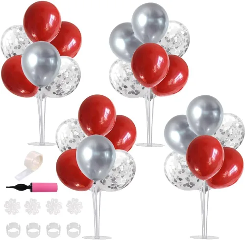 Vista 13 de TONIFUL Juego de 4 centros de mesa de globos de color negro, azul