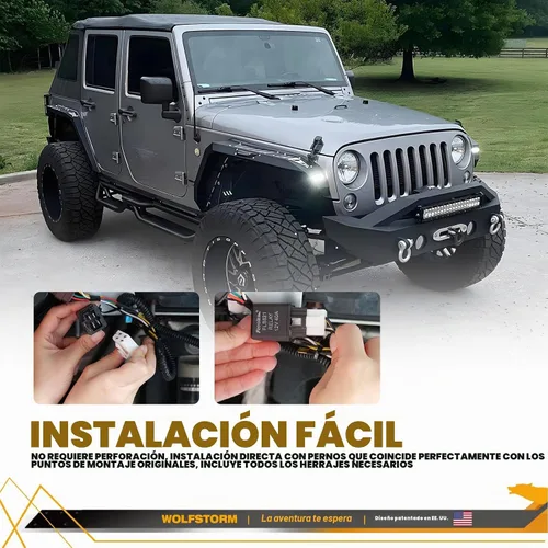 Vista 6 de Guardabarros WOLFSTORM para Wrangler JK 2007-2018 con luces LED DRL