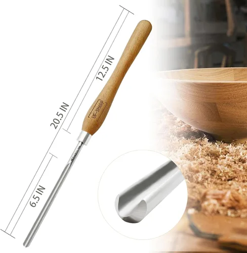 Vista 2 de Gubia de tazón de 1/2 " para torno de madera, herramientas de torneado de madera M2 Cryo HSS con mango de madera de haya (1/2 pulgada)