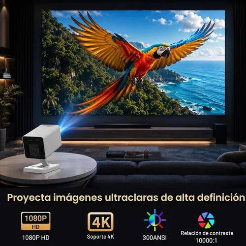 Vista 3 de 【Aplicaciones integradas】Mini proyector con WiFi y Bluetooth, proyector portátil de soporte 1080P 4K, proyector de películas para dormitorio