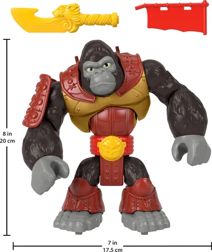 Vista 6 de Fisher-Price Imaginext Juguete preescolar Silverback Gorilla Smash figura de 8 pulgadas con acción de perforación y accesorios