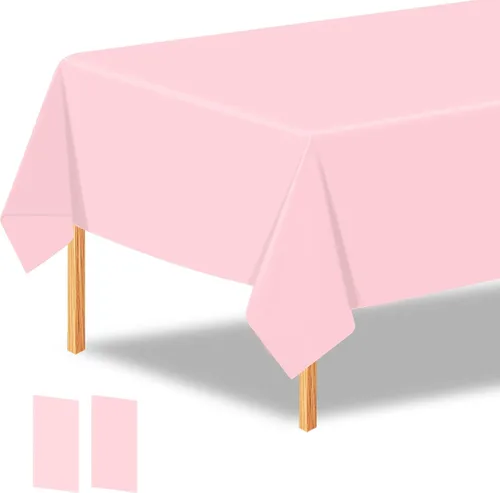 Vista 44 de 2 manteles de plástico color beige, 54 x 108 pulgadas, rectangular, desechables, para cumpleaños, bodas, pícnic, fiestas de vacaciones