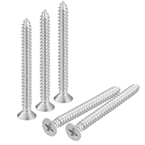 Vista 17 de uxcell Tornillos de chapa de cabeza plana #4x1, 50 tornillos de madera Phillips Drive Tornillos de acero inoxidable 304 Autoperforantes