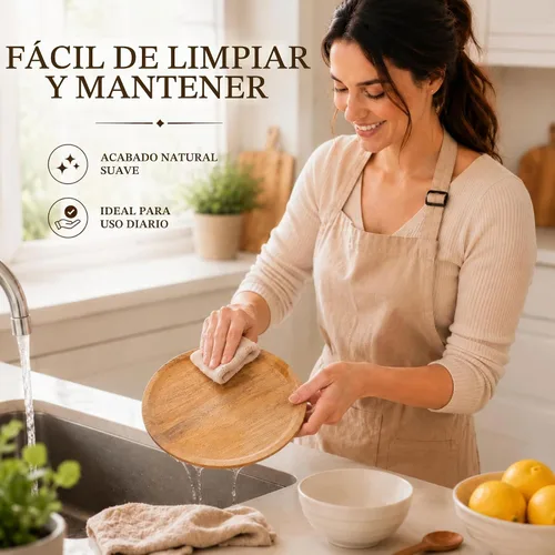 Vista 8 de Alpha Living Home - Juego de 4 platos de carga de madera natural