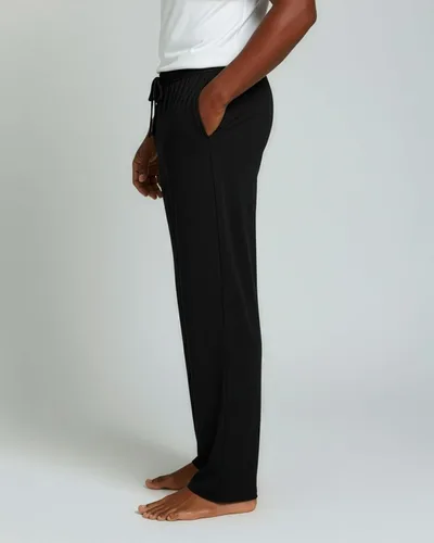 Vista 5 de Real Essentials Paquete de 3 pantalones de pijama para hombre, pantalones suaves de pijama, ropa de descanso, pijamas con bolsillos elásticos