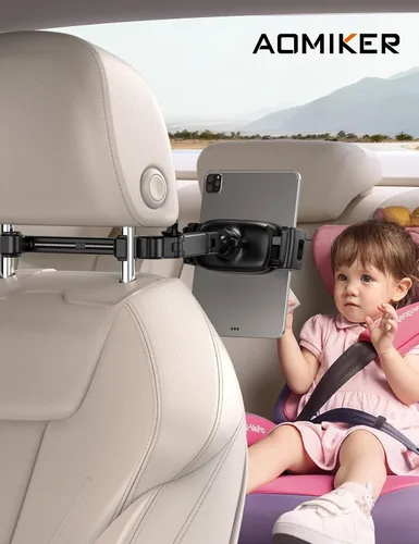 Vista 7 de Aomiker Soporte para iPad reposacabezas de automóvil – [Brazo extensible] Soporte ajustable para tablet 2025 para asiento trasero del automóvil
