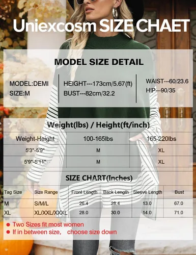 Vista 5 de Uniexcosm Womens Mock Neck Poncho Sweater Batwing Sleeve Oversized Chunky Knitted Pullover Jumper Tops