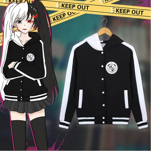 Vista 6 de Sudadera con capucha de oso negro y blanco, disfraz de anime para cosplay, con cremallera, unisex, chaqueta