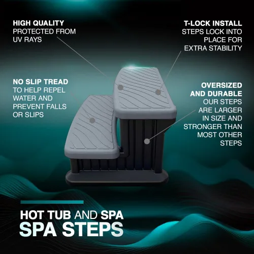 Vista 4 de Puri Tech Universal Spa & Jacuzzi Pasos al aire libre Soporte de agarre antideslizante - Gris Claro