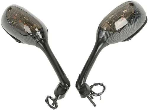 Vista 2 de Green-L Par de espejos retrovisores laterales de fibra de carbono con luz de señal para Suzuki GSXR600 GSXR750 2006-2024 GSXR1000 2005-2016 Estilo C