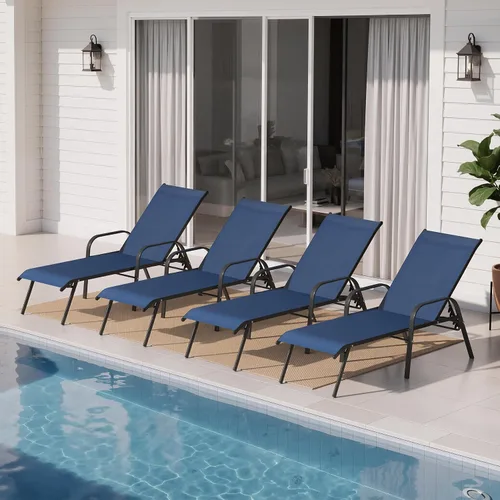 Vista 10 de Juego de 2 sillas de piscina para exteriores, con reposabrazos (beige)