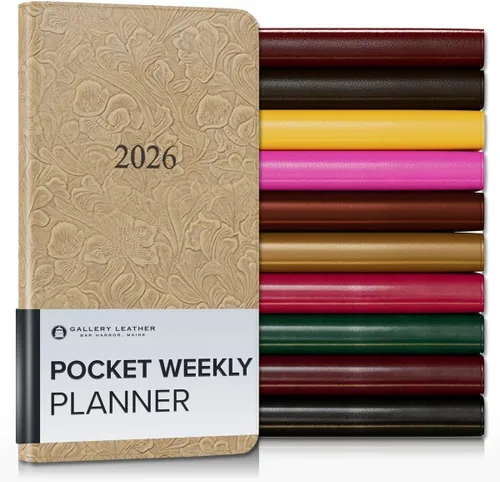 Vista 191 de Gallery Leather Planificador Semanal y Mensual Grande 2025-2026, Calendario Planificador y Cuaderno Elegantemente Encuadernado con Elegantes Bordes