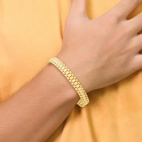Vista 5 de Diamond2Deal Pulsera de oro amarillo sólido de 14 k para hombre, Oro