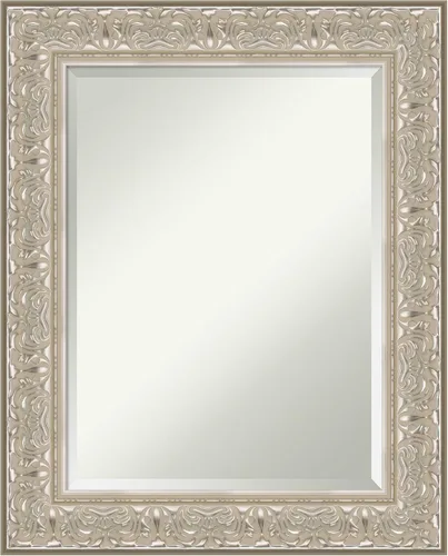 Vista 30 de Amanti Art - Espejo de baño plateado para sobre lavabo, espejo rectangular de níquel cepillado de 33x43, marco moderno extragrande, se cuelga