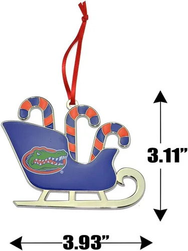 Vista 2 de Adorno navideño de trineo de bastón de caramelo de Florida Gators