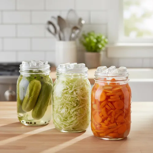 Vista 8 de TOPZEA Paquete de 9 pesas de vidrio de fermentación con mango de fácil agarre para tarros de conservas de boca ancha, kit de fermentación de pesas