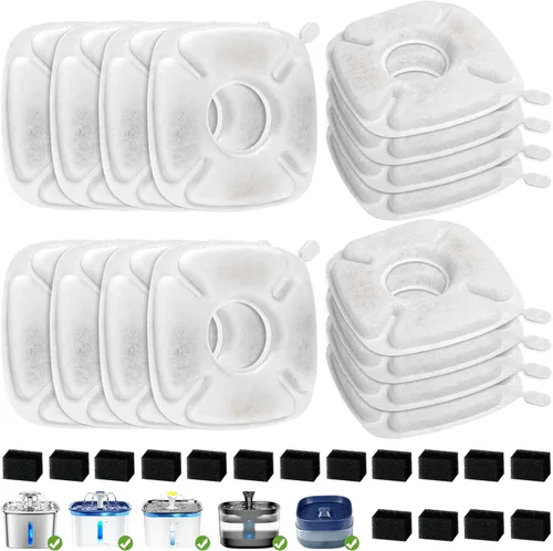 Vista 9 de 8 filtros de repuesto para fuente de gato Veken para fuente automática de mascotas de 95 onzas/2.8 L y dispensador de agua de acero inoxidable