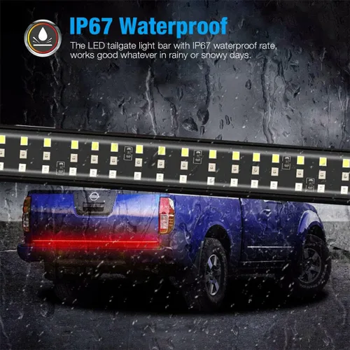Vista 5 de Barra de luz LED de 48 pulgadas para compuerta trasera de camioneta pickup de 3 colores rojo blanco amarillo conmutable, señal de giro secuencial