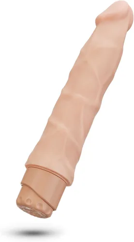 Vista 7 de Blush Dr. Skin Cock Vibe #1: Consolador vibrador largo de 9 pulgadas ~ Vibrador silencioso de múltiples velocidades de 2 pulgadas de ancho ~ Beige