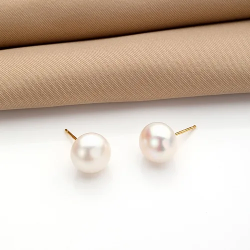 Vista 2 de Aretes de perlas cultivadas de agua dulce con botón blanco para mujer, joyería de fiesta de cumpleaños