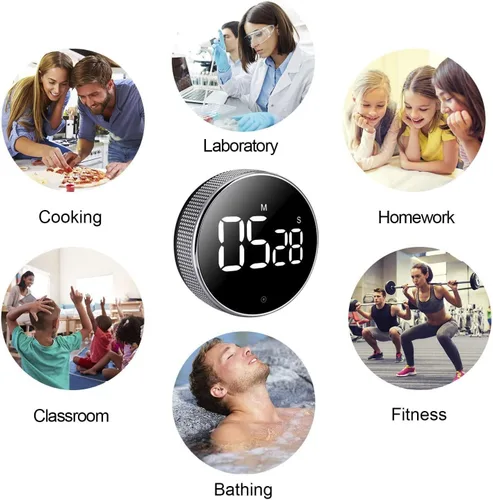 Vista 4 de Temporizadores, temporizador de cocina para niños, temporizador magnético digital de huevos para cocinar, con función de luz constante para aulas