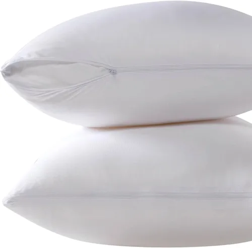 Vista 5 de Protectores de almohada de viscosa de bambú refrescante a prueba de plumas con cremallera, tamaño estándar, fundas impermeables a prueba de plumón