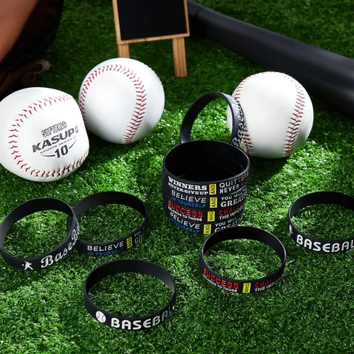 Vista 4 de Deekin 36 pulseras de silicona motivacionales de béisbol, regalos de fiesta de béisbol, premios deportivos, suministros de fiesta de cumpleaños