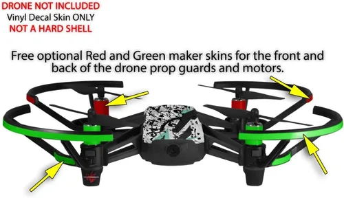 Vista 3 de Skin Wrap 2 Pack para DJI Ryze Tello Drone baja 0018 mar verde Drone No Incluidas