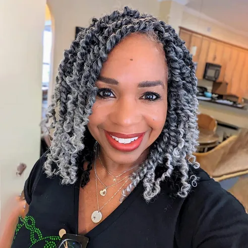 Vista 40 de TOYOTRESS Tiana Passion Twist Hair – 6 pulgadas, 2 piezas de trenzas de ganchillo pretrenzadas color negro natural, extensiones de cabello sintético