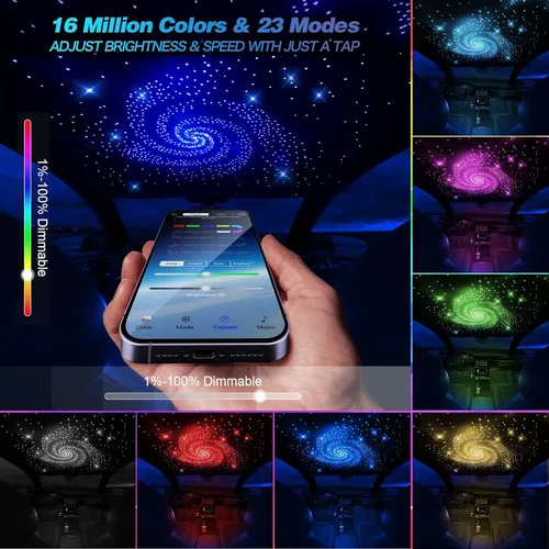 Vista 4 de Kit de Luminarias de Techo Starlight Efecto de Luz Titilante y de Meteorito VASTFIRE 16W RGB para Techos de Coches, SUVs, RVs, Teatros en Casa