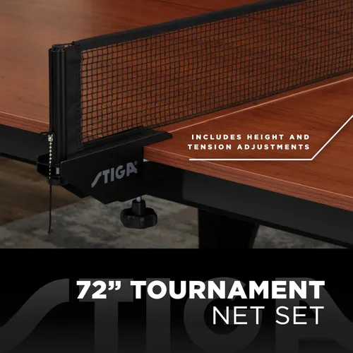 Vista 5 de STIGA Mesa de ping pong ultra interior – Mesa de ping pong de grano de madera de 0.709 in con marco de acero, red de torneo y poste, niveladores